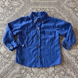Prodoh Fishing Shirt Kids 12M Blue Long Sleeve Vented Back Outdoors Button Down